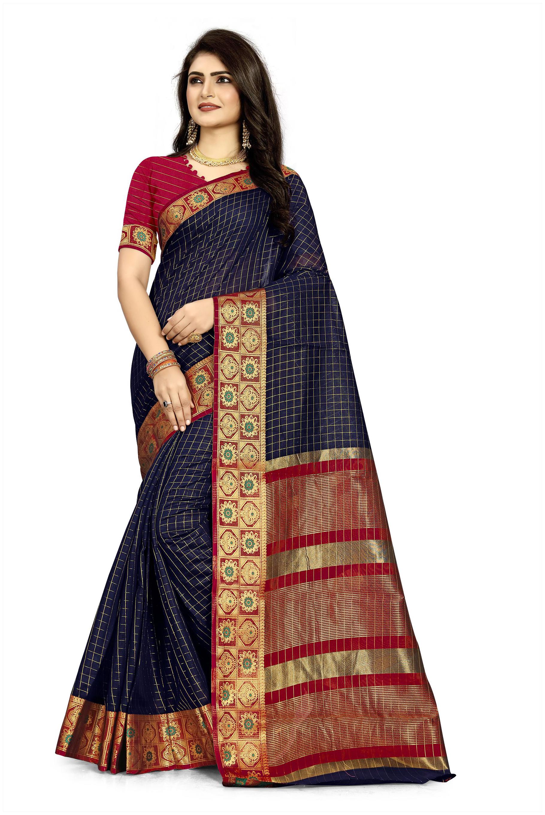 

Sangam Prints Women Cotton Sarees Blue