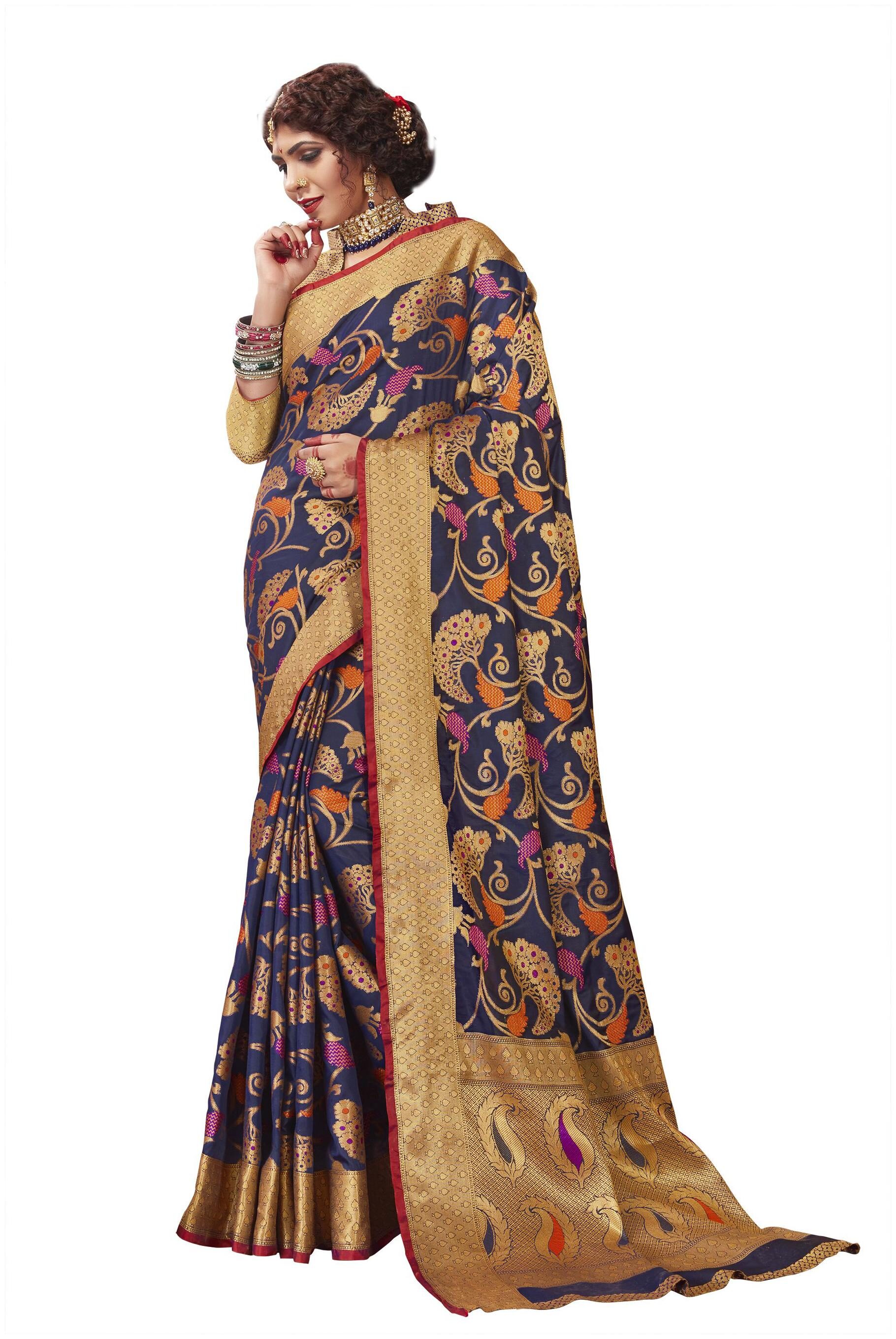 

Sangam Prints Women Silk Sarees Blue