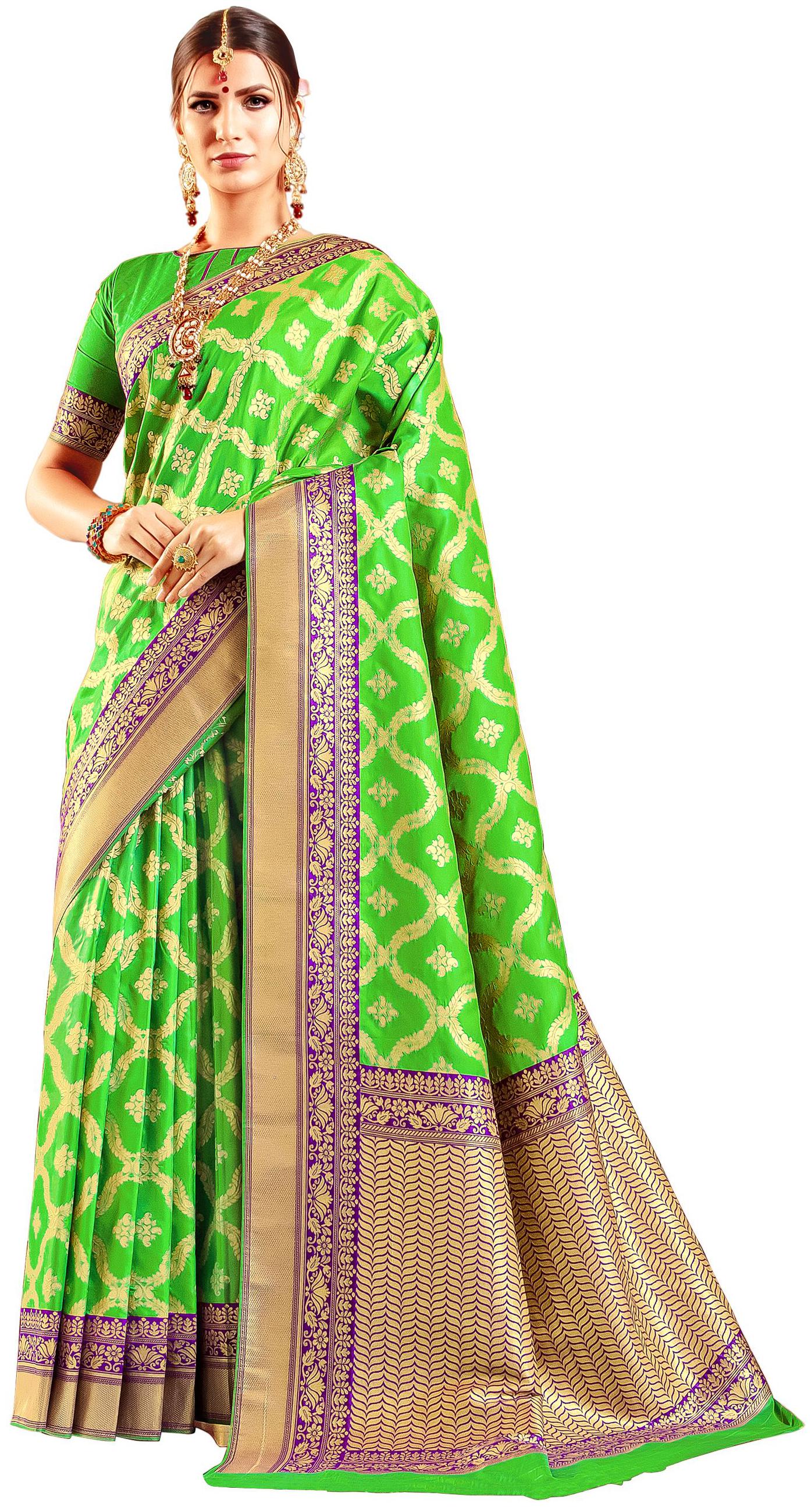 

Sangam Prints Women Silk Sarees Green