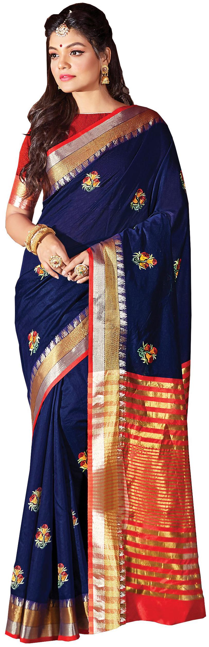 

Sangam Prints Women Cotton Sarees Blue