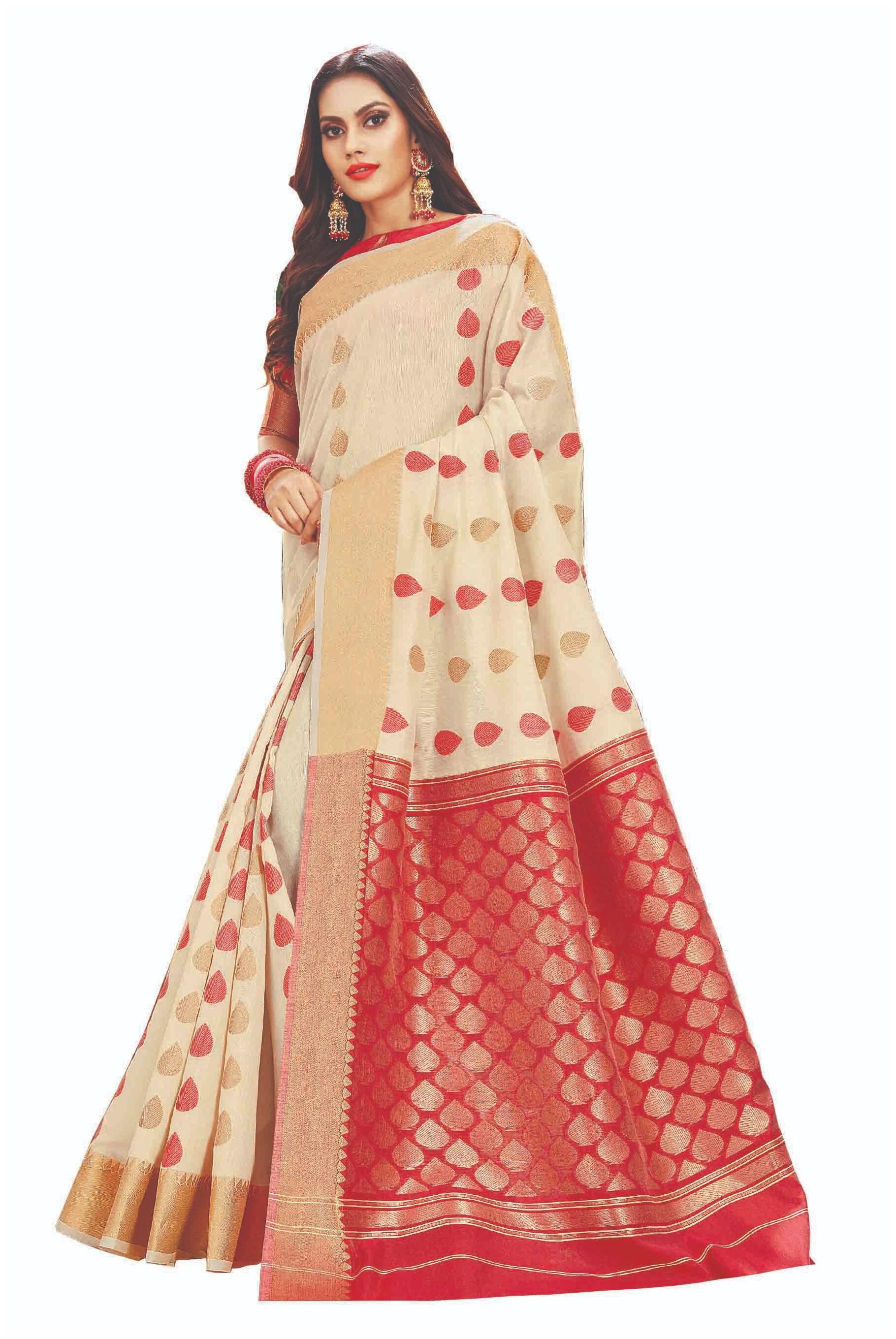 

Sangam Prints Women Cotton Sarees Beige