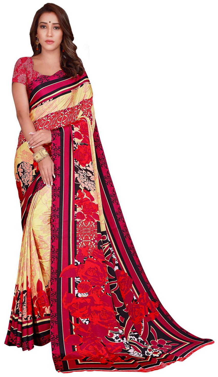 

Sangam Prints Crepe Multi Floral Regular Saree For Women