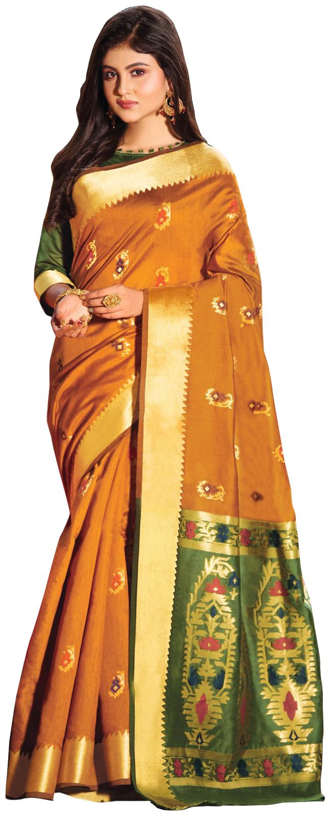 

Sangam Prints Cotton Women Sarees Orange