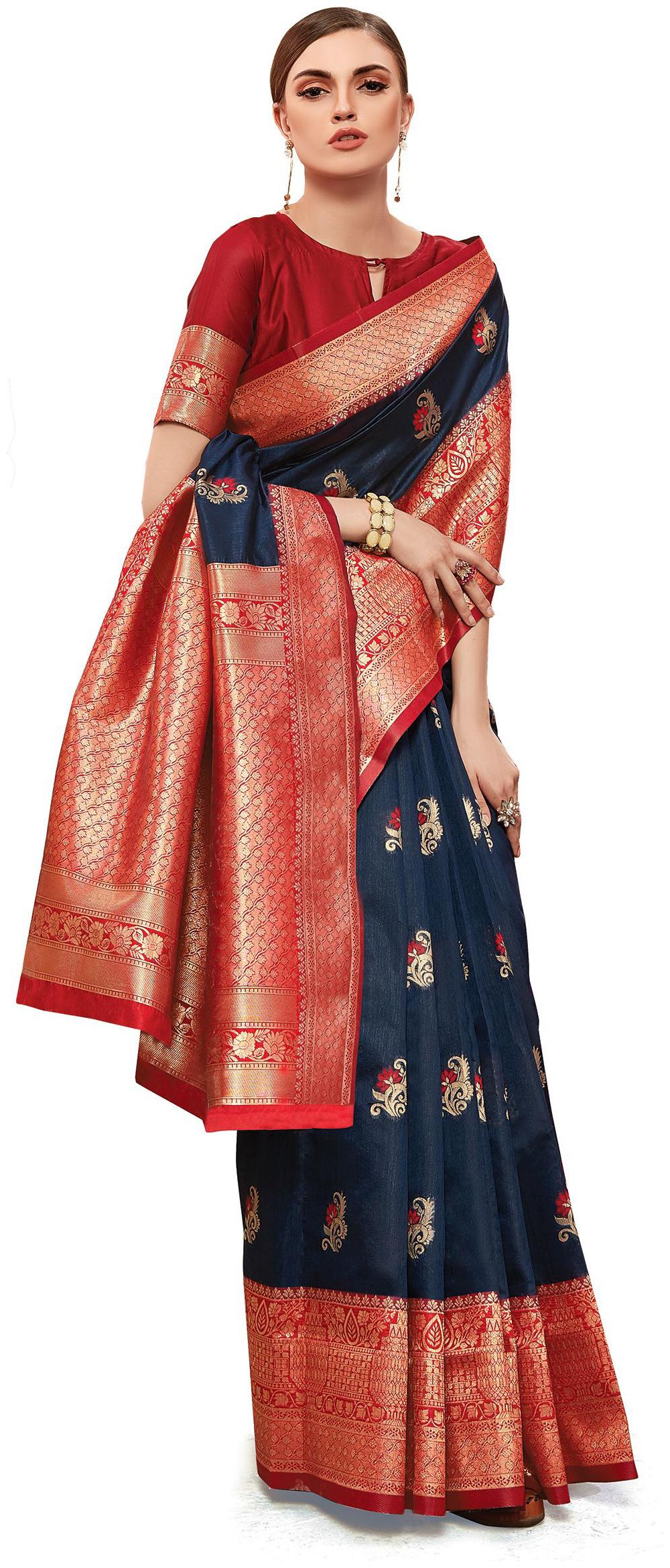

Sangam Prints Women Silk Sarees Blue