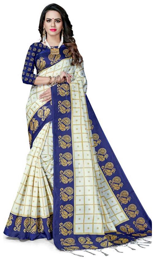 

Sangam Prints Women Artificial Silk Saree White
