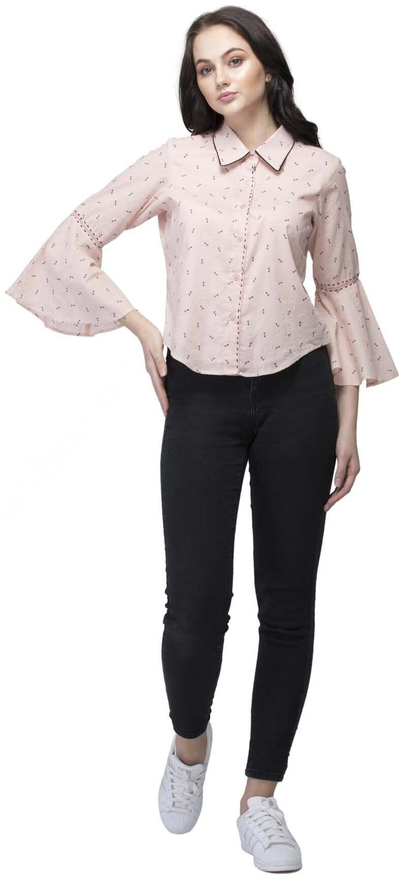 

santav Women Pink Solid Regular Fit Shirt