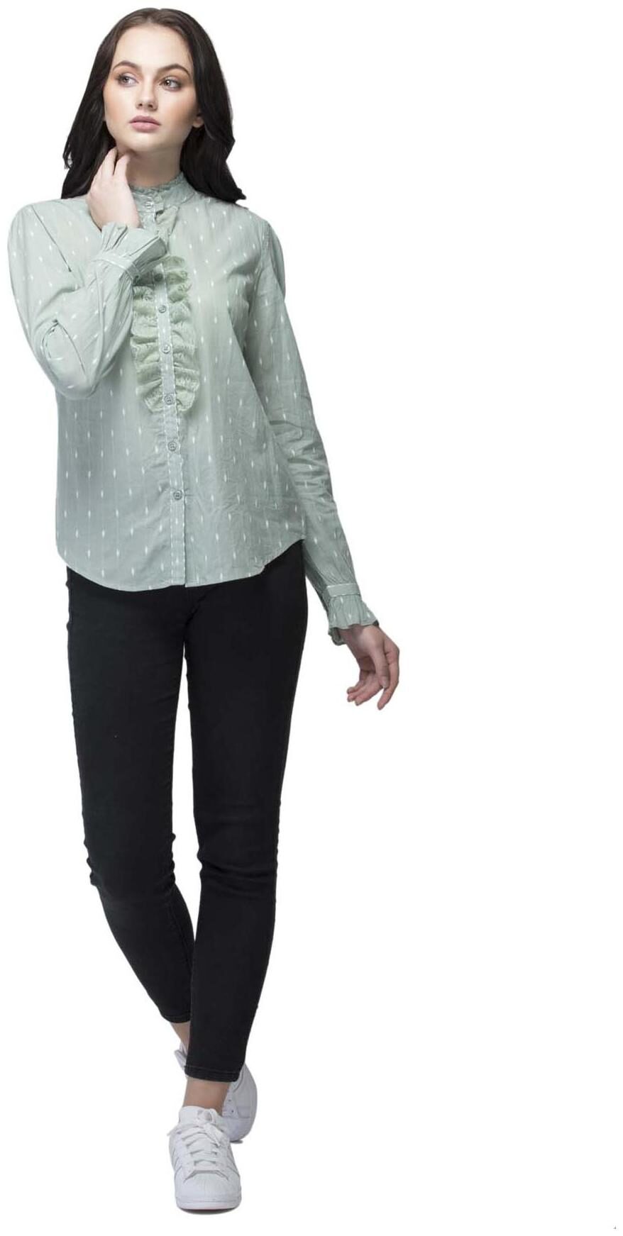 

santav Women Grey Solid Regular Fit Shirt