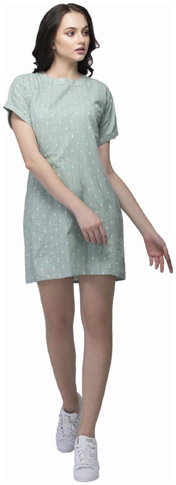 

santav Green Solid A-line dress