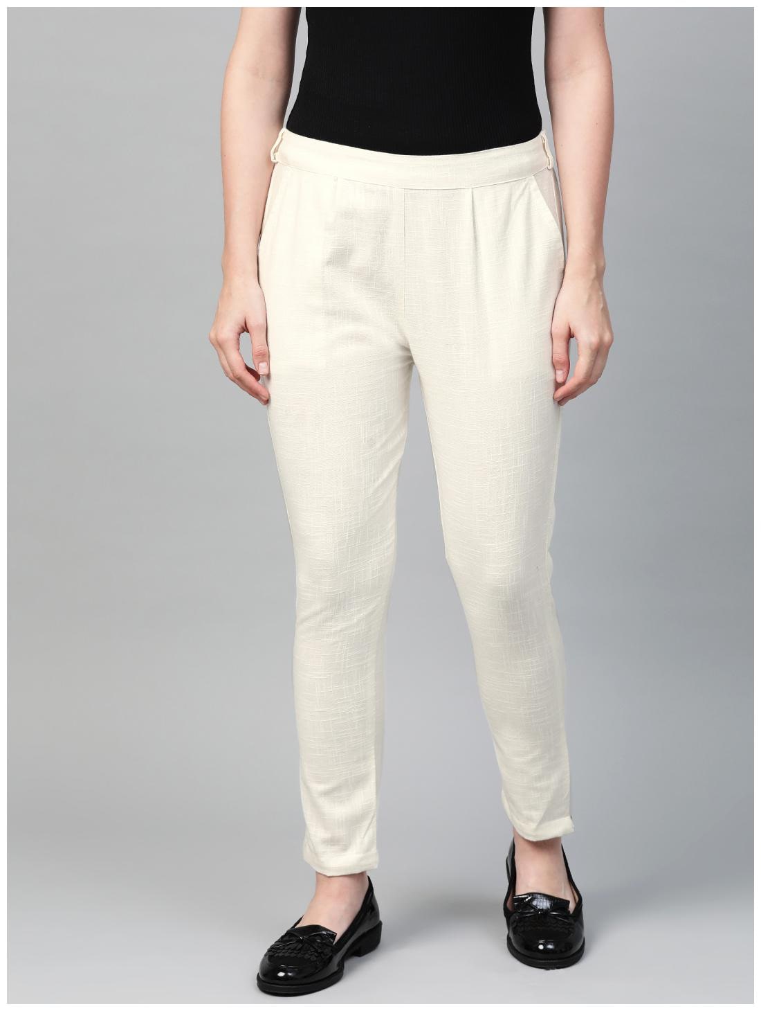 

Sanviya Regular Fit Women Cream Trousers