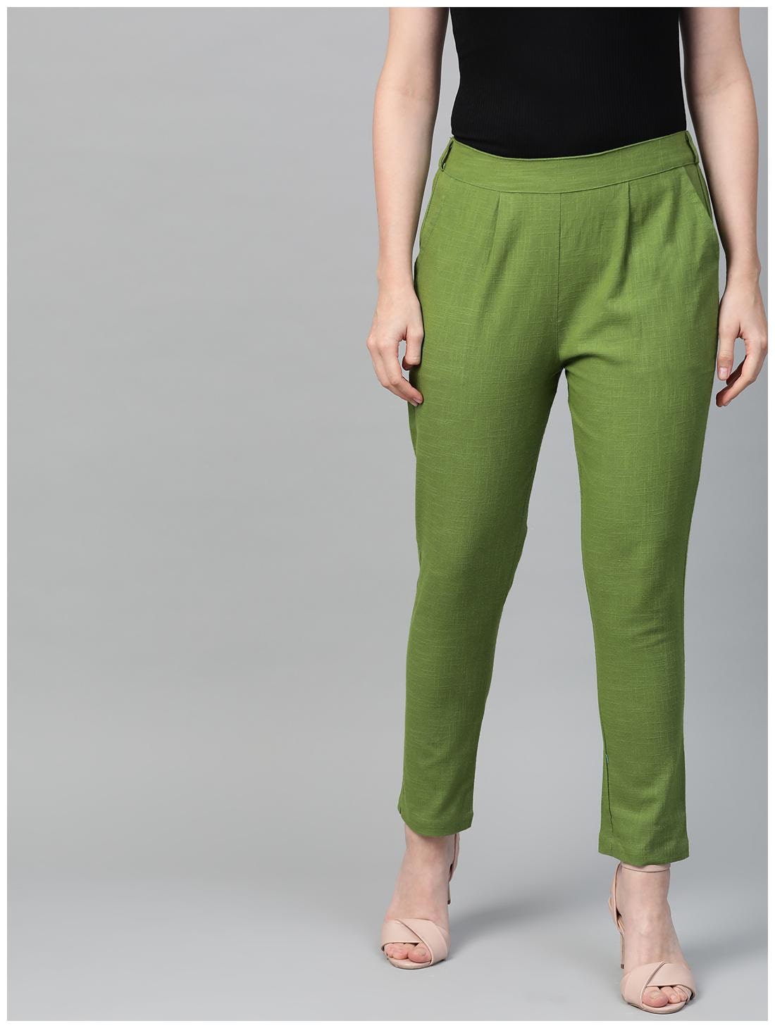 

SANVIYA Women Green Regular fit Regular trousers