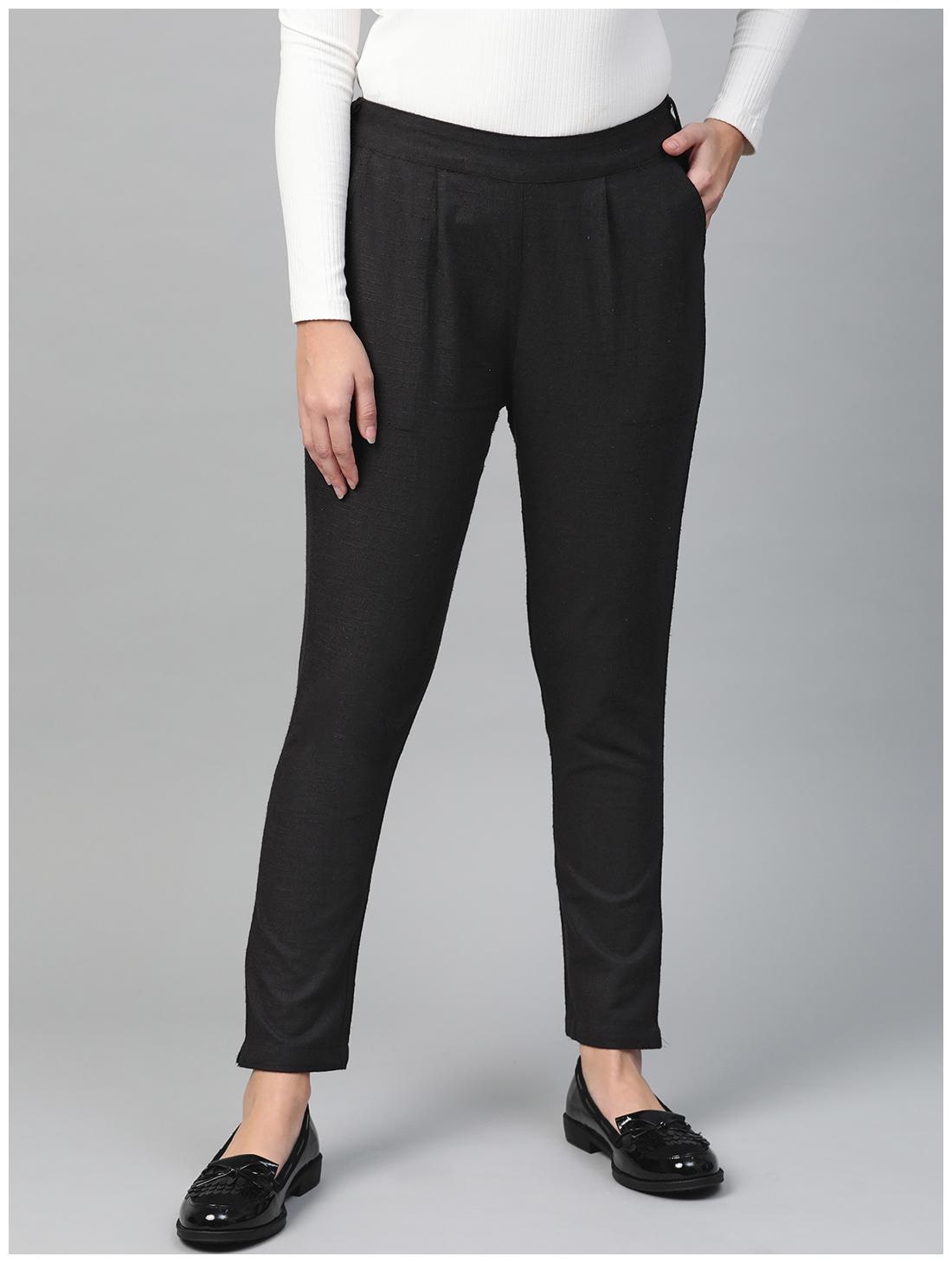 

SANVIYA Women Black Regular fit Regular trousers