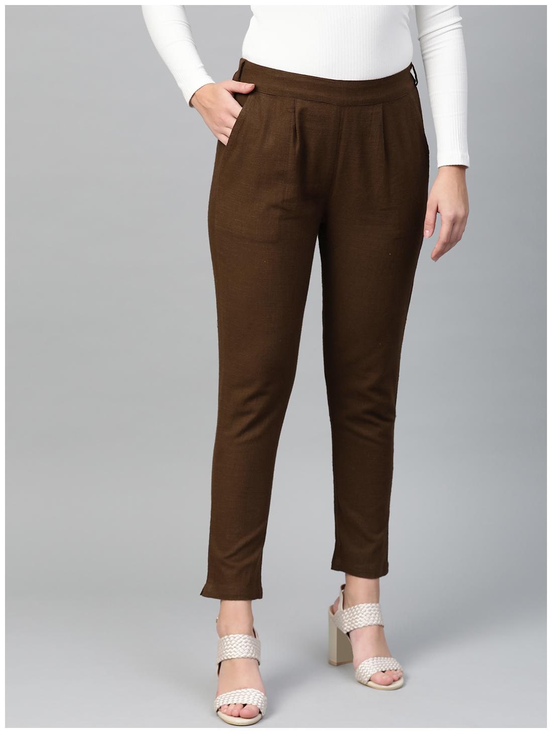

SANVIYA Women Brown Regular fit Regular trousers