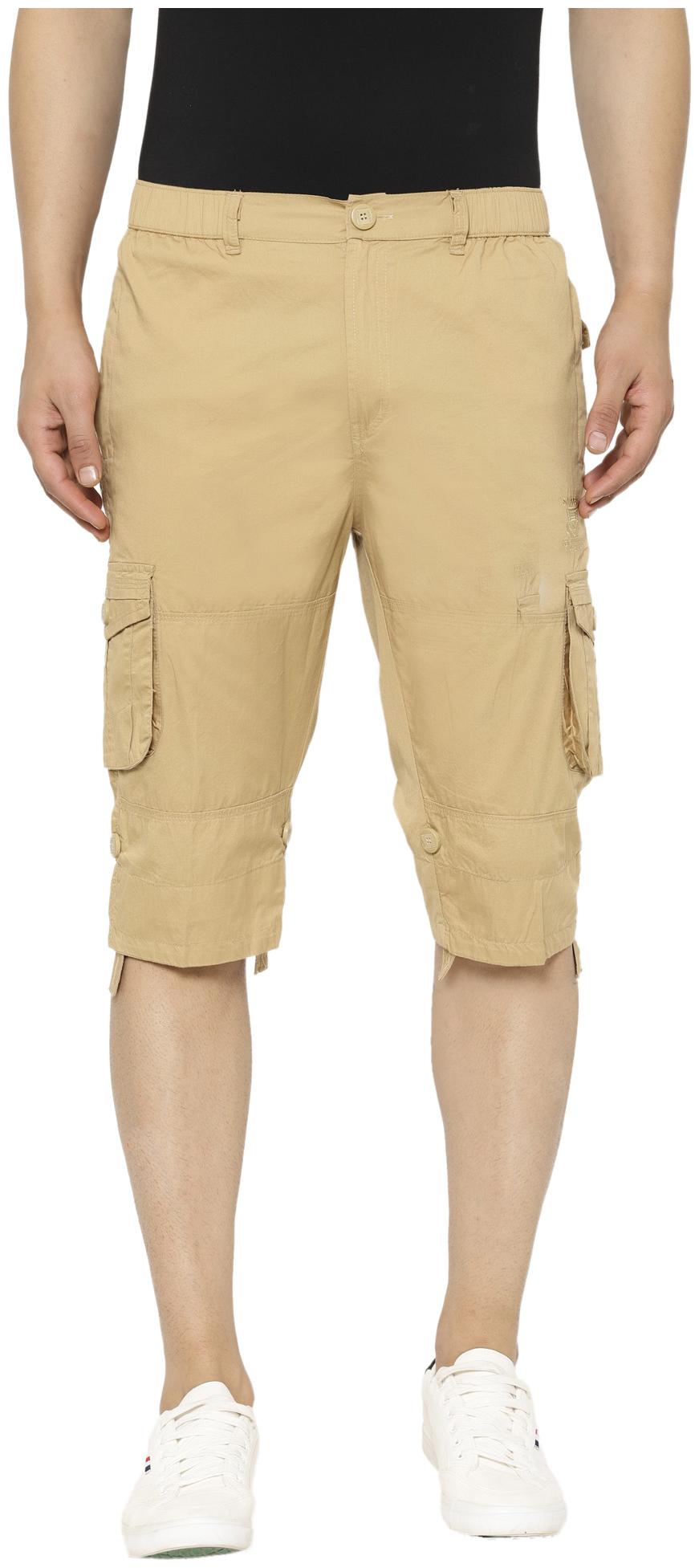

Sapper Men Beige Slim Fit Cargo Shorts