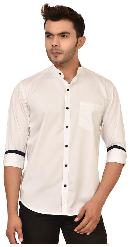 

Sapper Men White Solid Slim Fit Casual Shirt