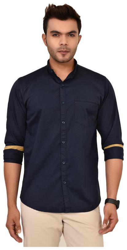 

Sapper Men Navy Blue Solid Slim Fit Casual Shirt