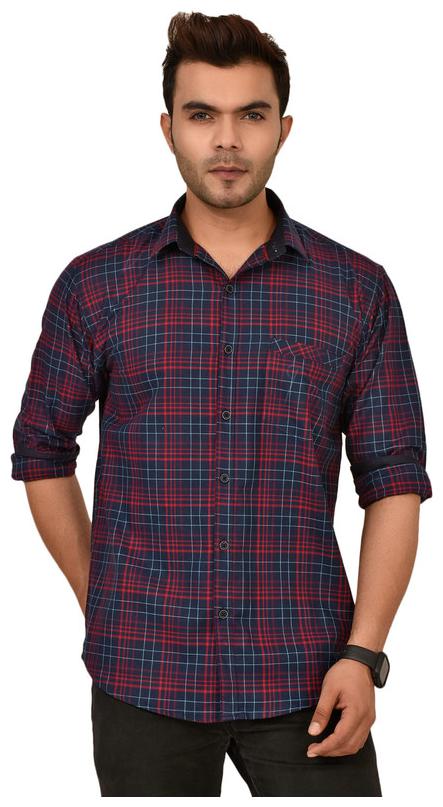 

Sapper Men Blue Checked Slim Fit Casual Shirt