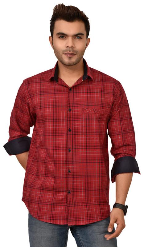

Sapper Men Red Checked Slim Fit Casual Shirt
