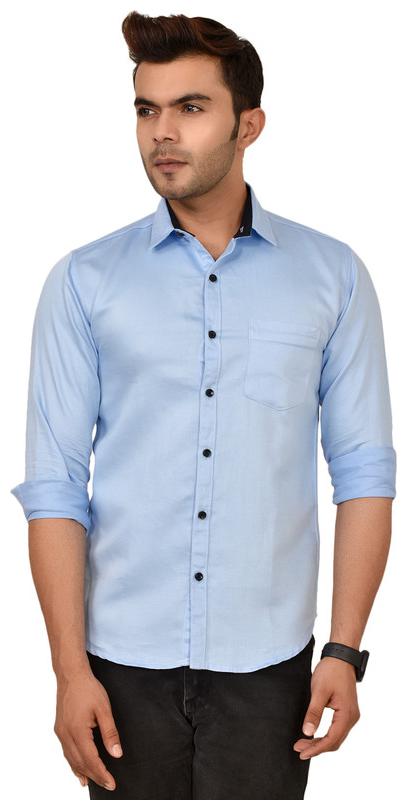 

Sapper Men Blue Solid Slim Fit Casual Shirt