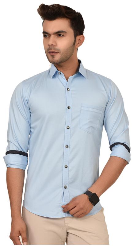 

Sapper Men Blue Solid Slim Fit Casual Shirt