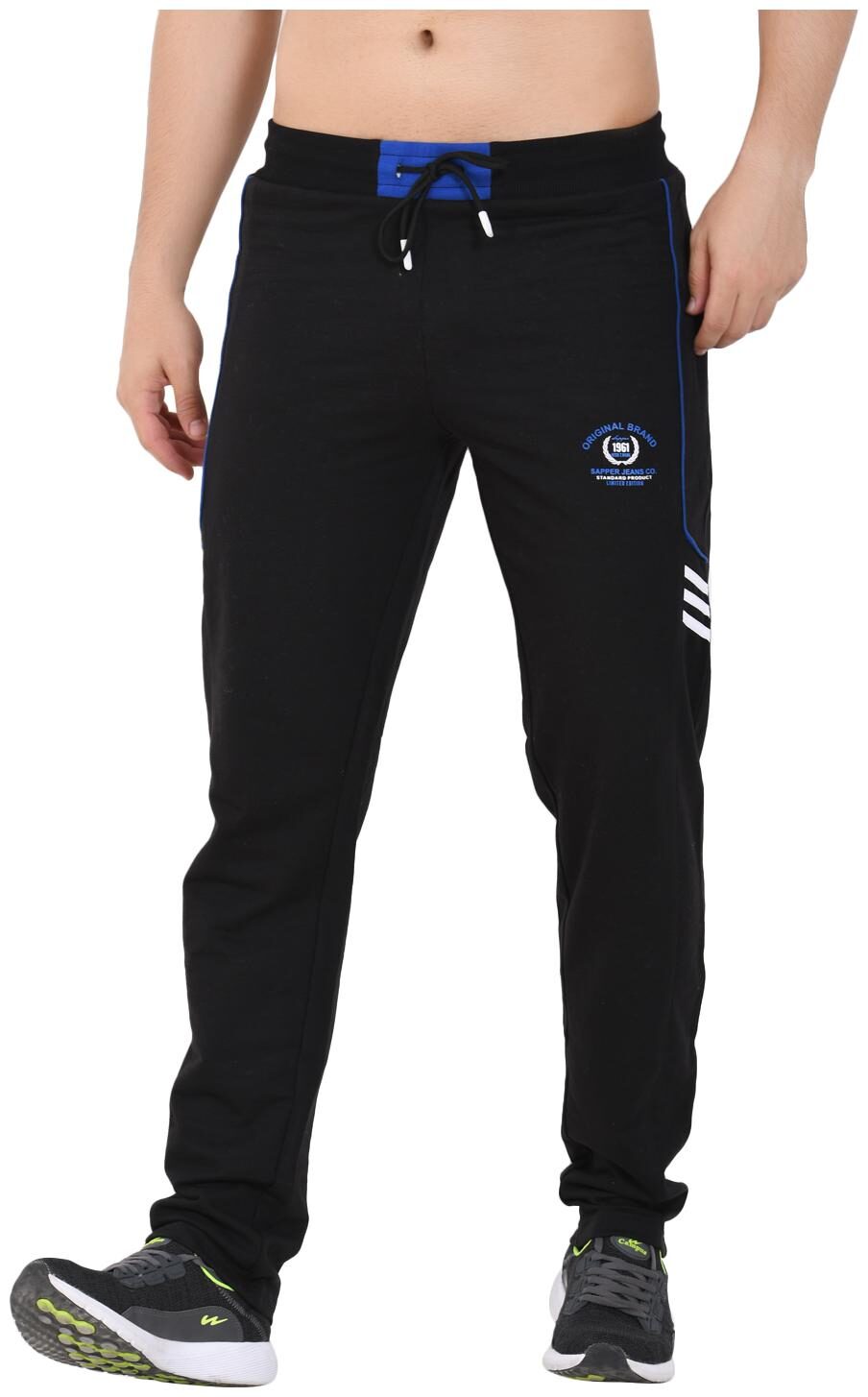 

Sapper Men Cotton Lycra Slim Fit Track Pants Black color