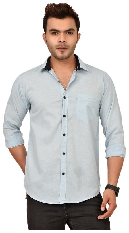 

Sapper Men Blue Solid Slim Fit Casual Shirt