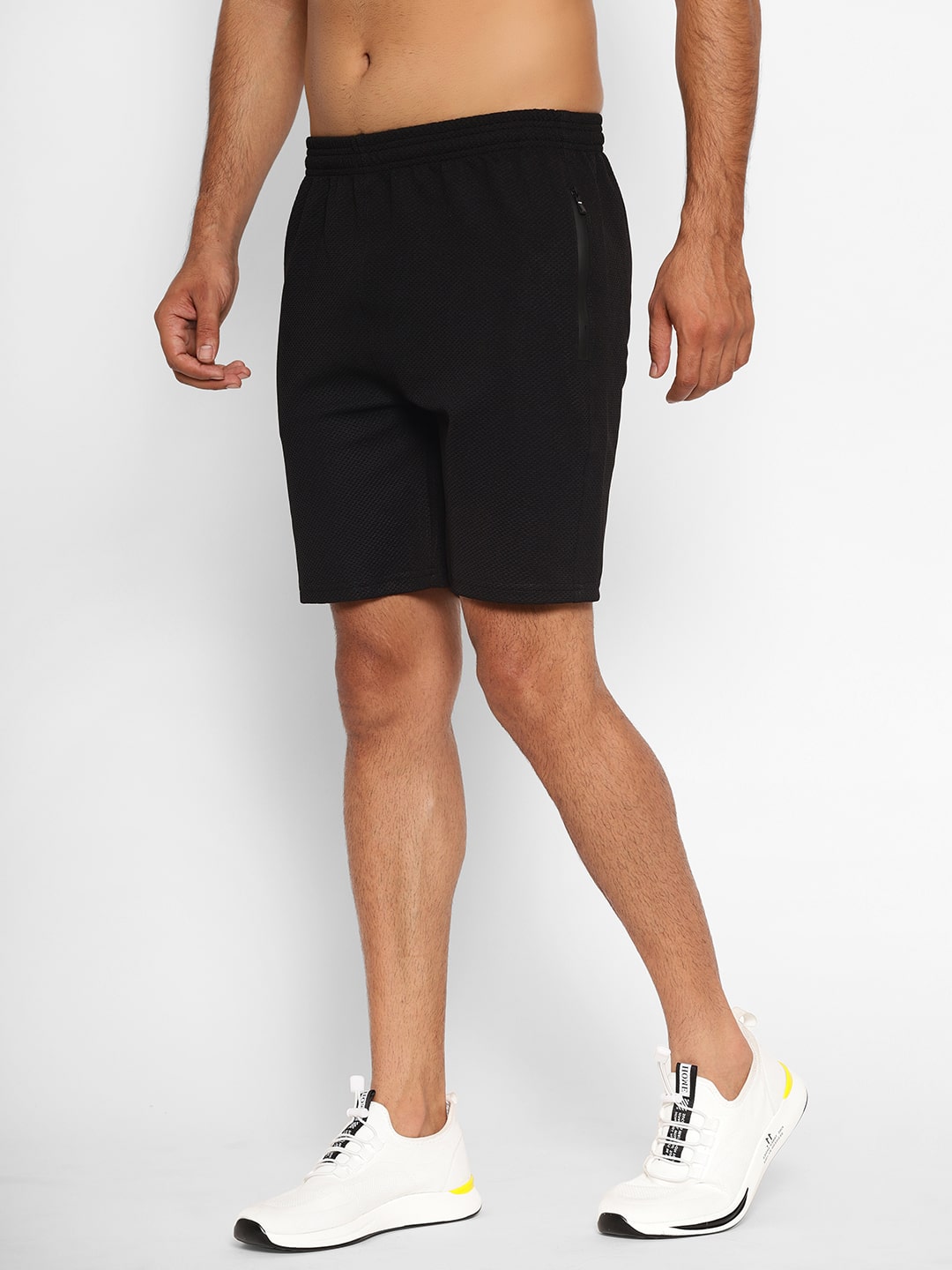 

Sapper Men Polyester Solid Black Sports Shorts