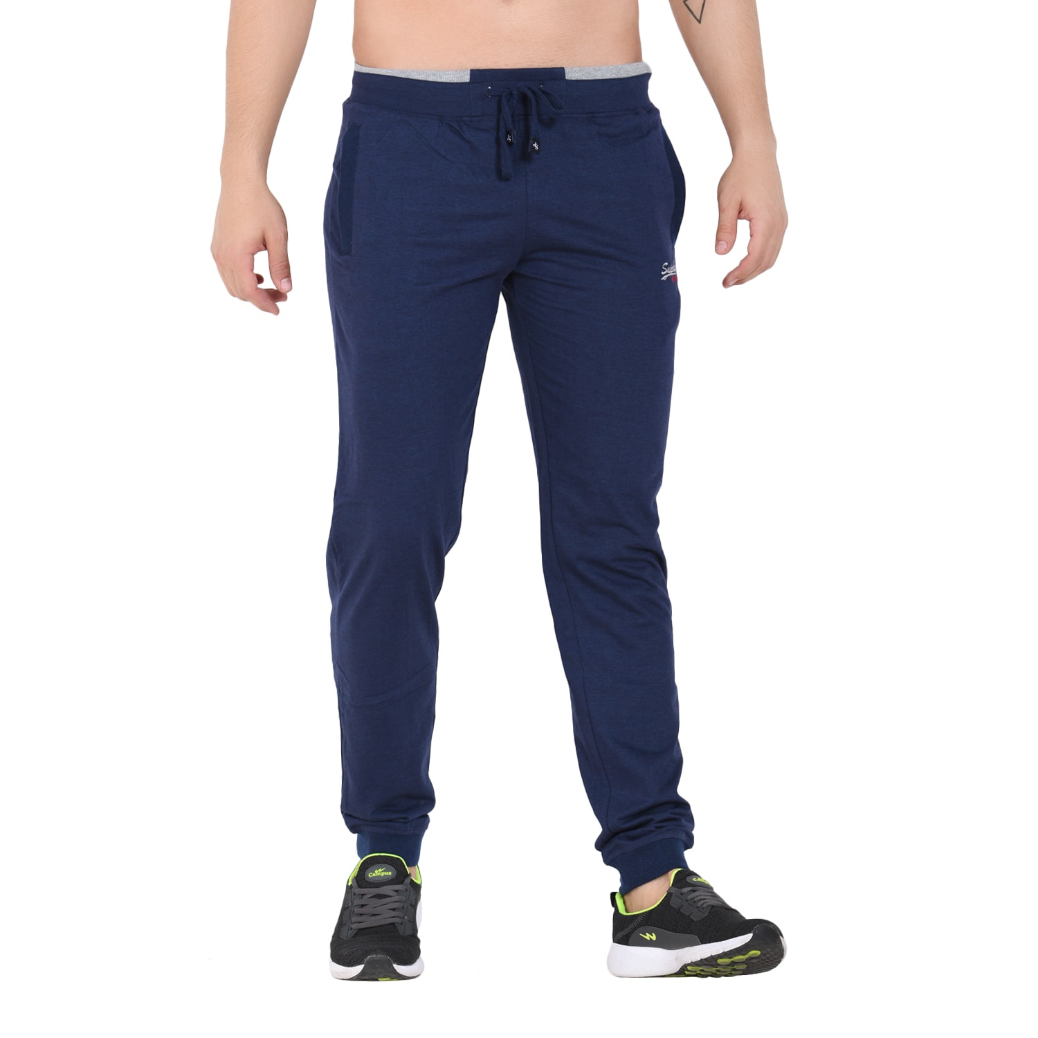 

SAPPER mens regular jogger track pants slim fit(MELANGE BLUE X-LARGE)