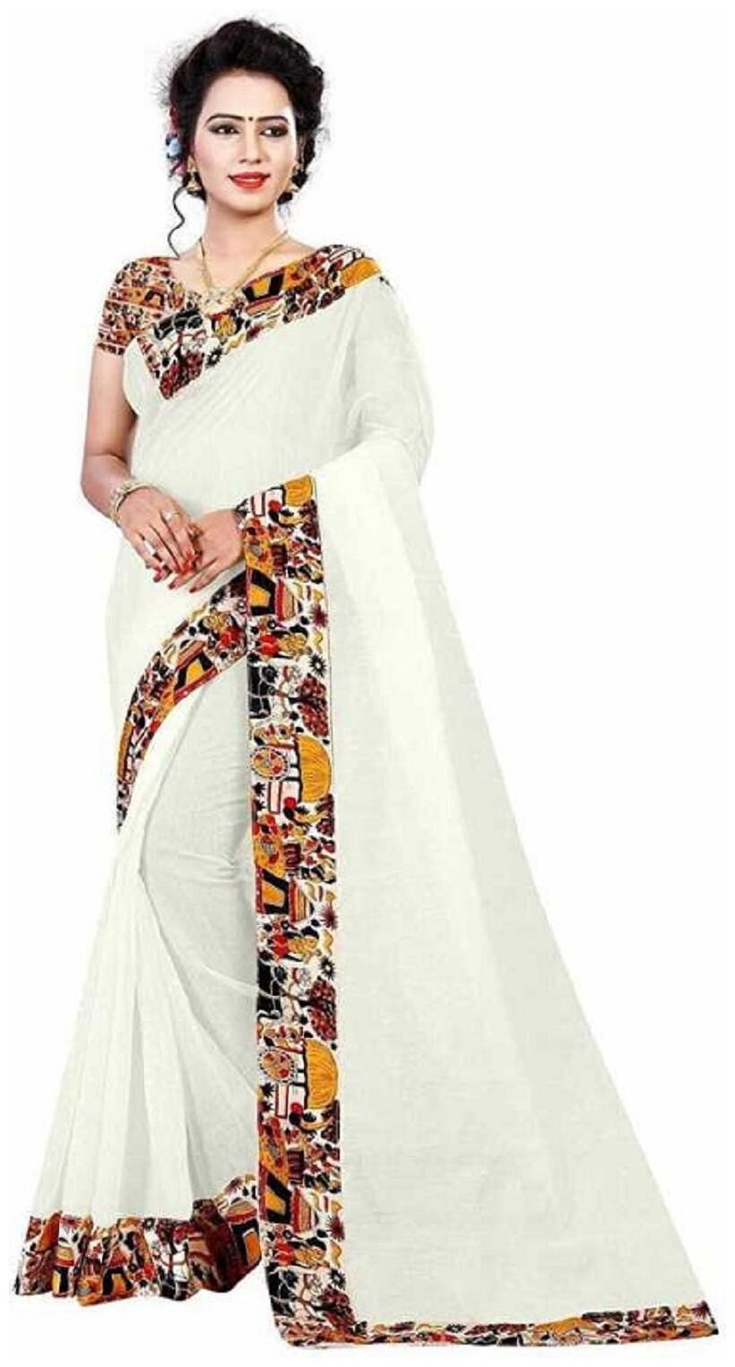 

saree for women chanderi cotton with kalamkari lace border saree