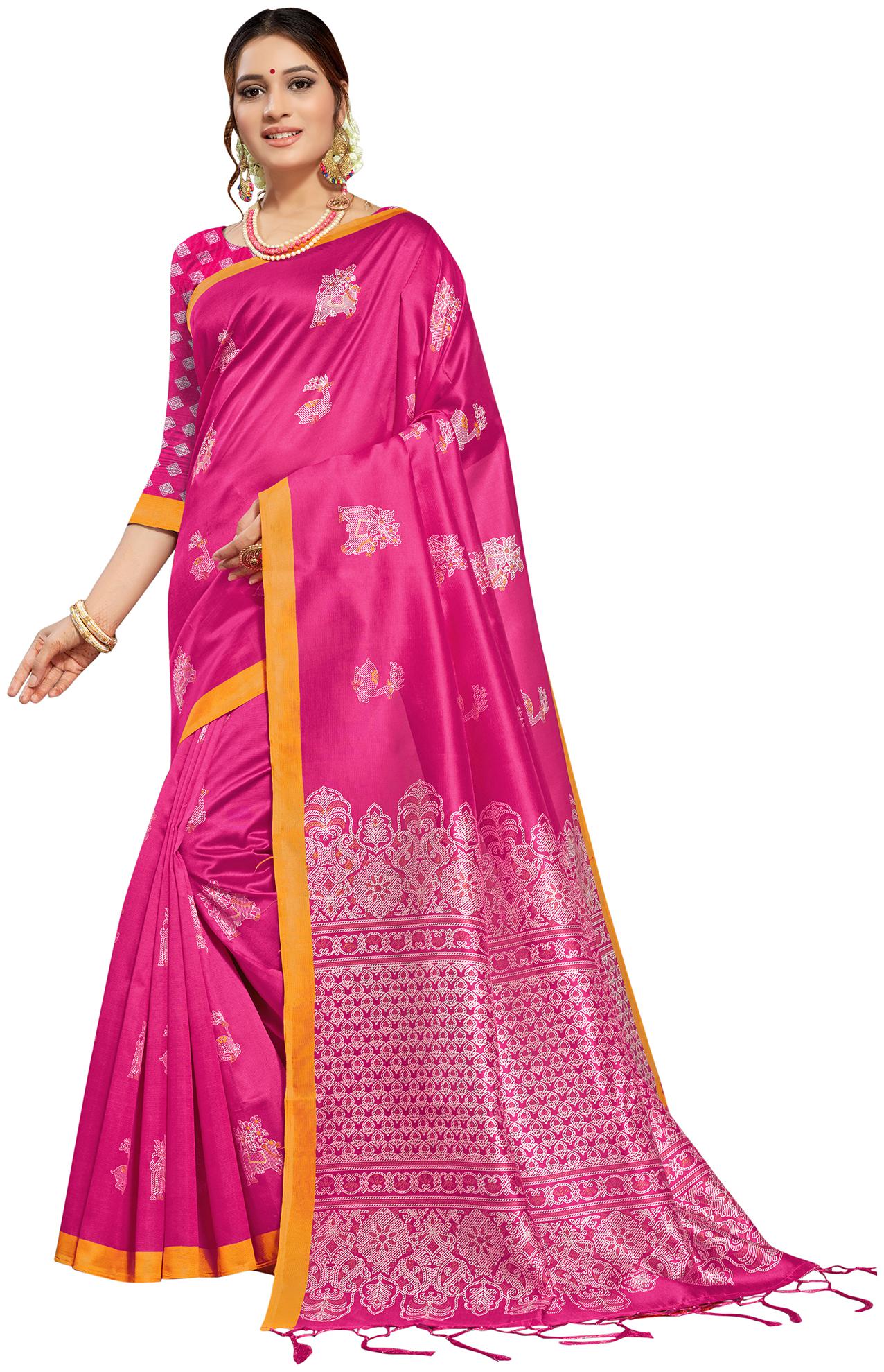 

Saree Mall Silk Universal Pink