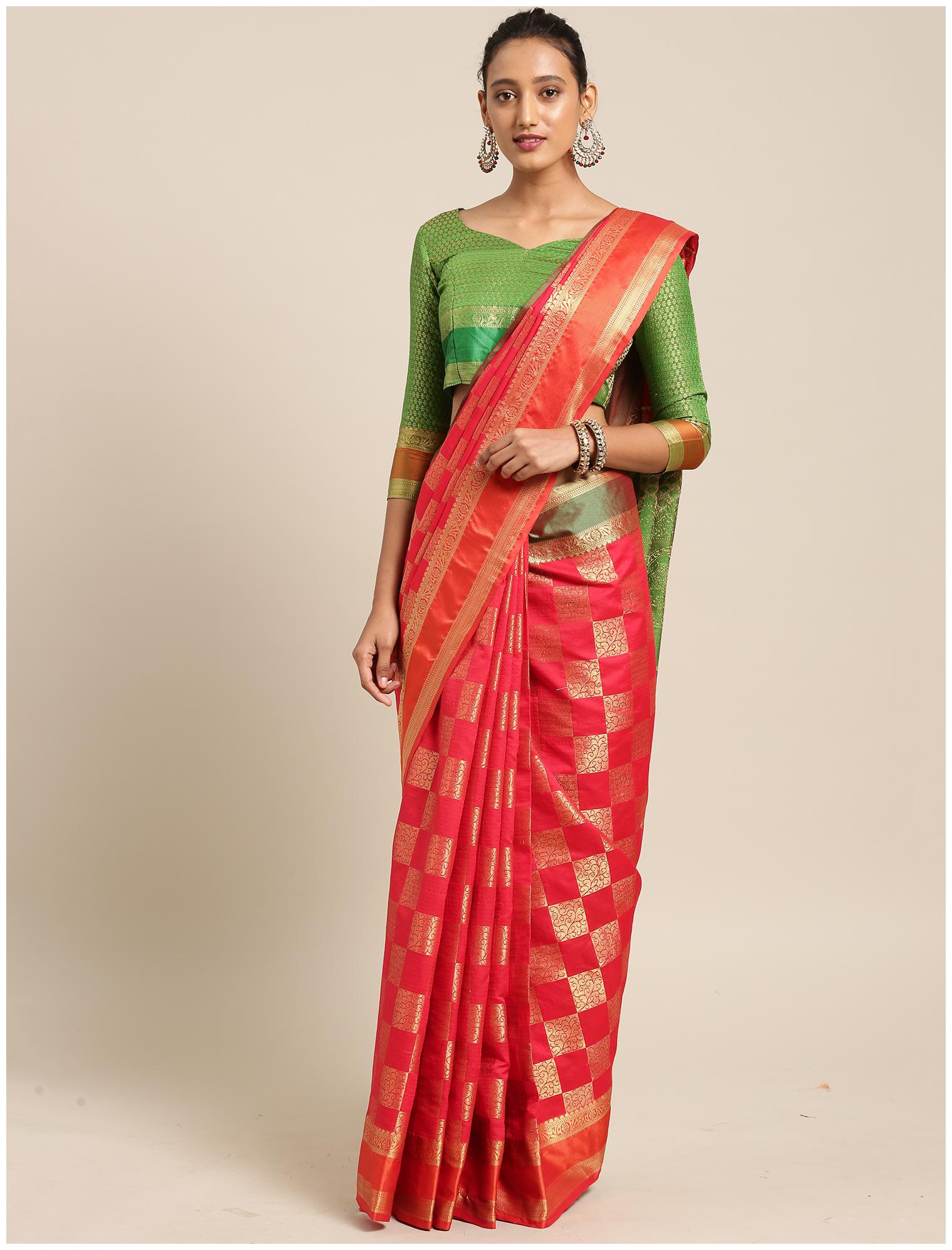 

Saree Mall Silk Banarasi Sarees Red