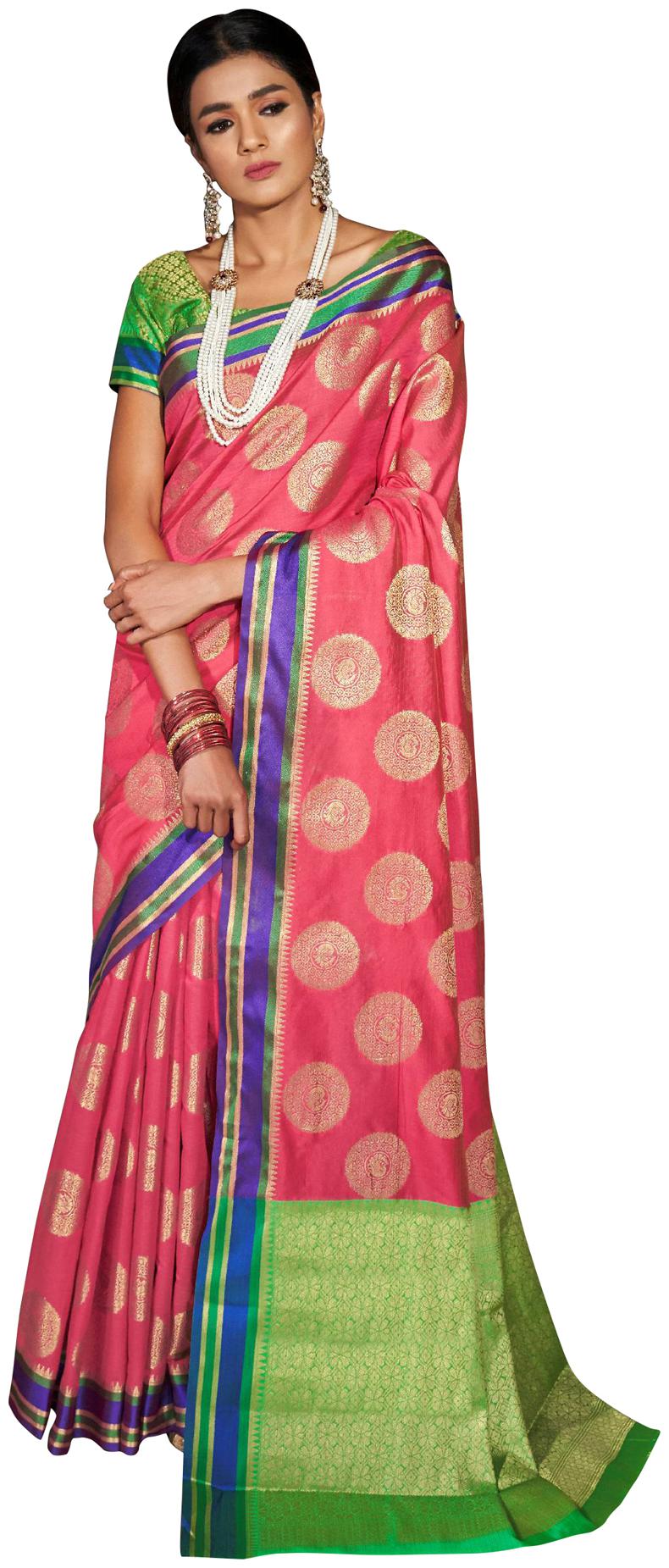 

Saree Mall Silk Wedding Designer Saree With Blouse Pink