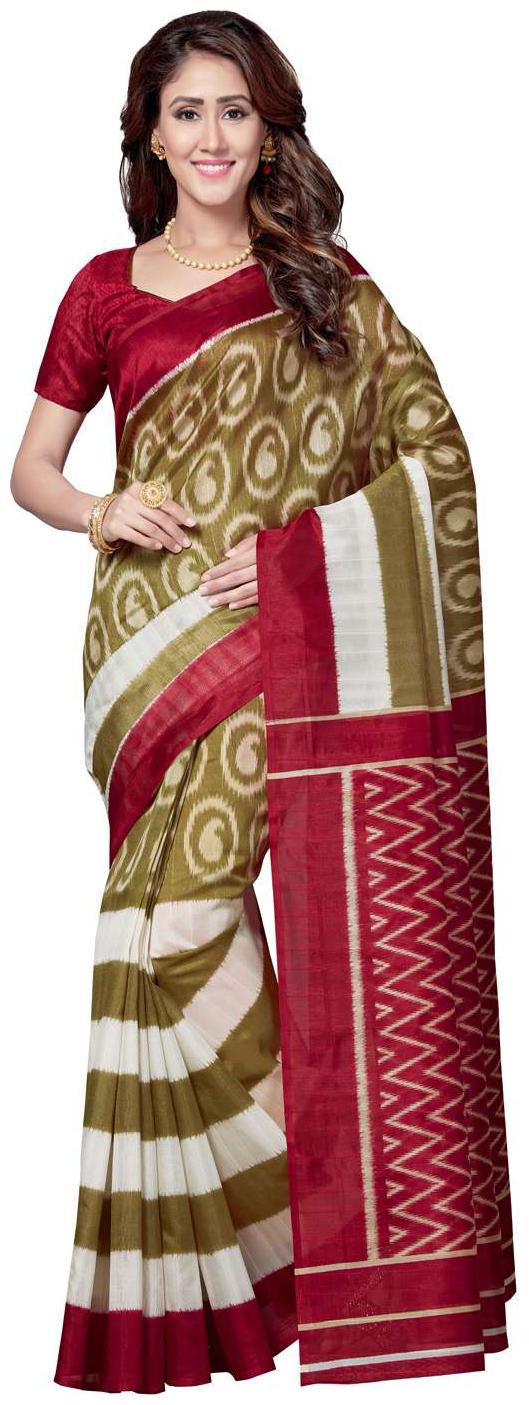 

Saree Swarg Beige Art Silk Printed Saree with Blouse