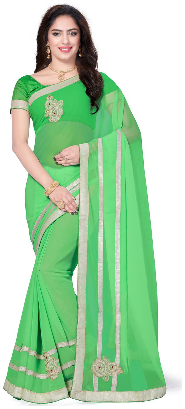 

Saree Swarg Green Solid Universal Designer Saree Without blouse