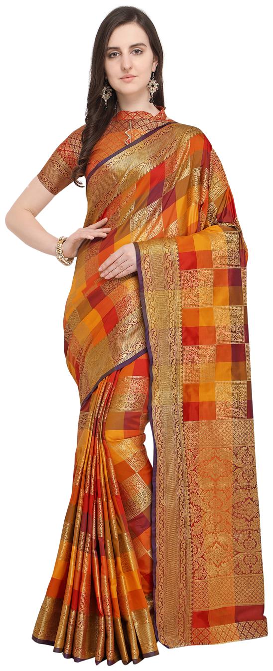

Saree Swarg Multi Color Silk Blend Saree with Blouse