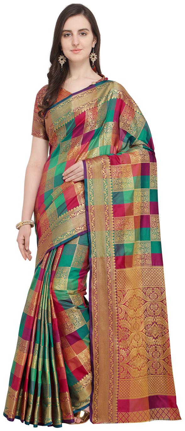 

Saree Swarg Multi Color Silk Blend Saree with Blouse