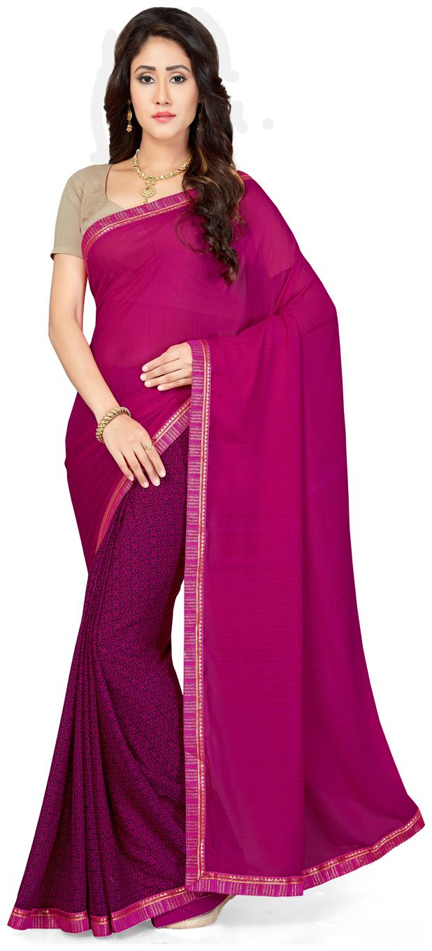 

Saree Swarg Pink Faux Georgette Printed Saree with Blouse