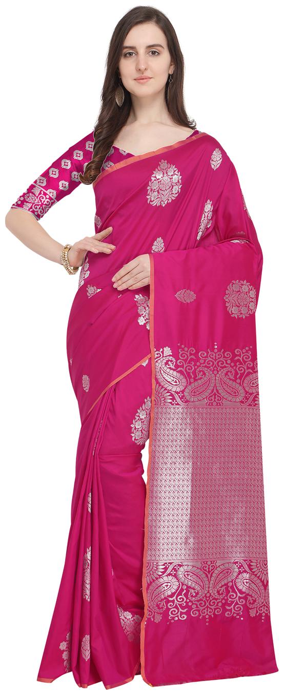 

Saree Swarg Pink Silk Blend Saree with Blouse