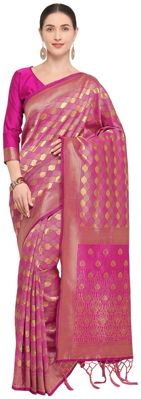 

Saree Swarg Pink Silk Blend Saree with Blouse