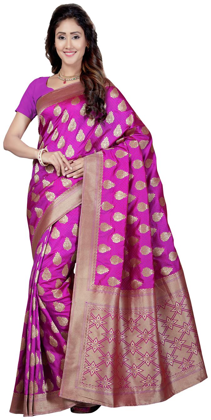 

Saree Swarg Purple Banarasi Saree with Blouse