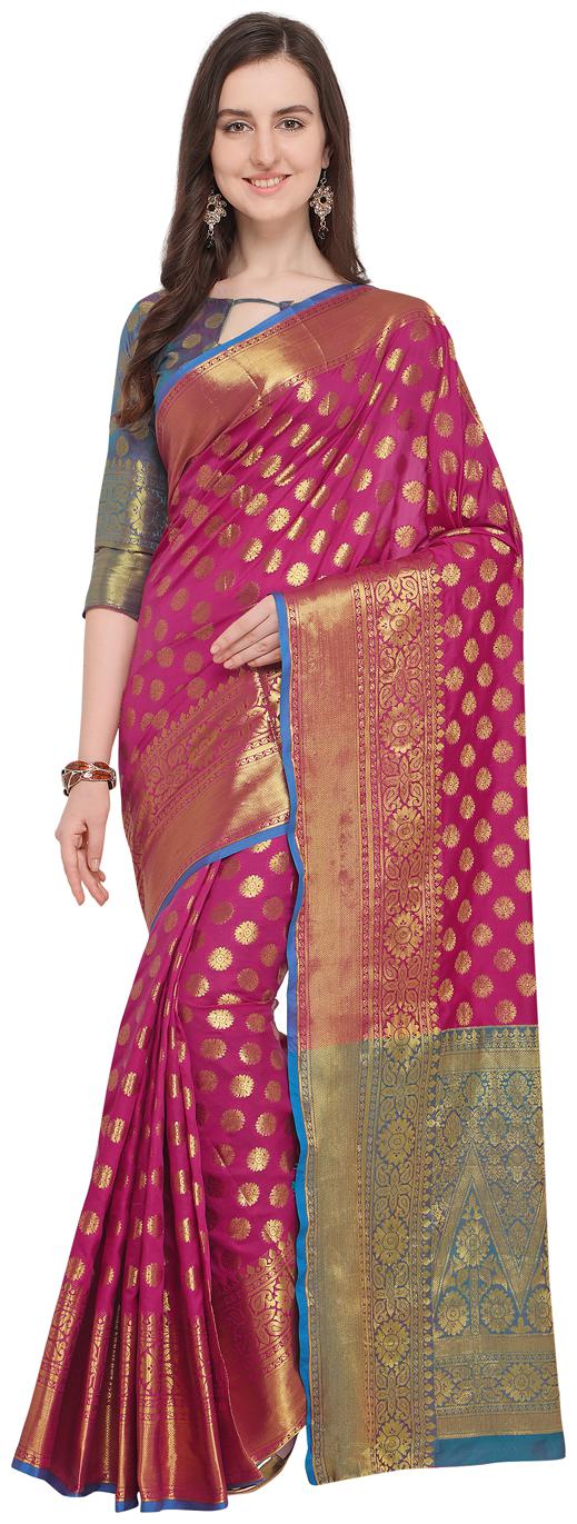 

Saree Swarg Pink Silk Blend Saree with Blouse