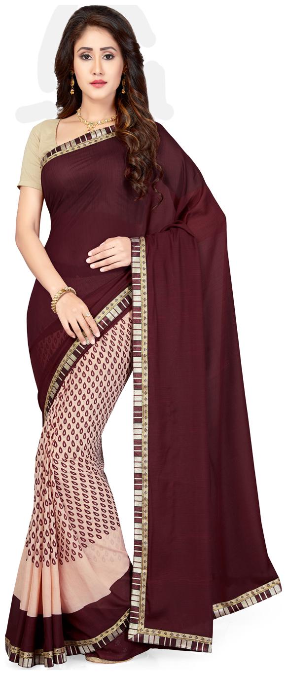 

Saree Swarg Pink Solid Universal Regular Saree With Blouse With blouse