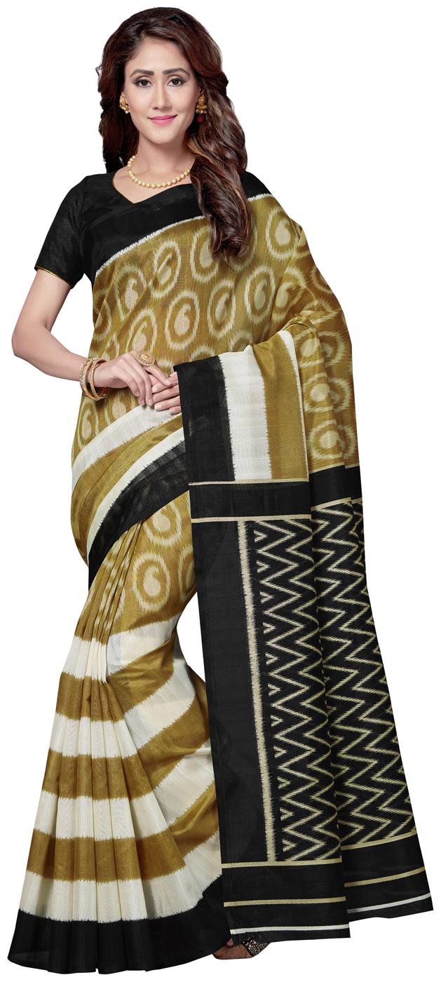 

Saree Swarg Beige Art Silk Printed Saree with Blouse