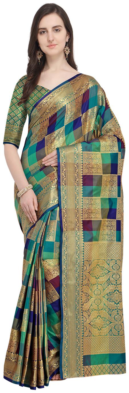 

Saree Swarg Multi Color Silk Blend Saree with Blouse