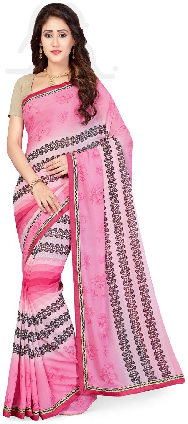 

Saree Swarg Pink Faux Georgette Printed Saree with Blouse