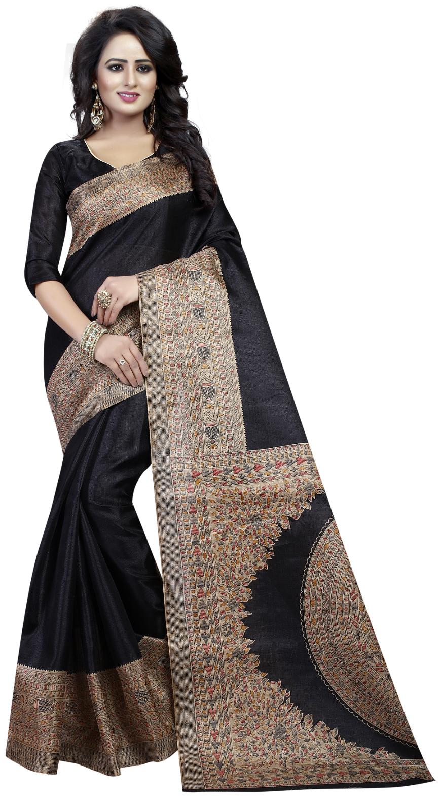 

(Sarees)Women Mode Black Color Art Silk Casual Wear Saree