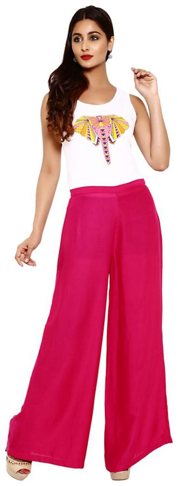 

SAS Pink Solid Flared Palazzo