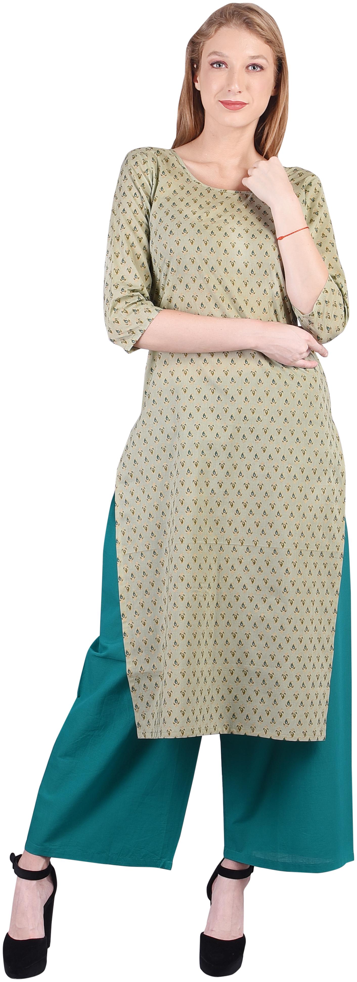 

SASSY CHIRAIYA Women Green Printed Straight Kurti With Palazzo