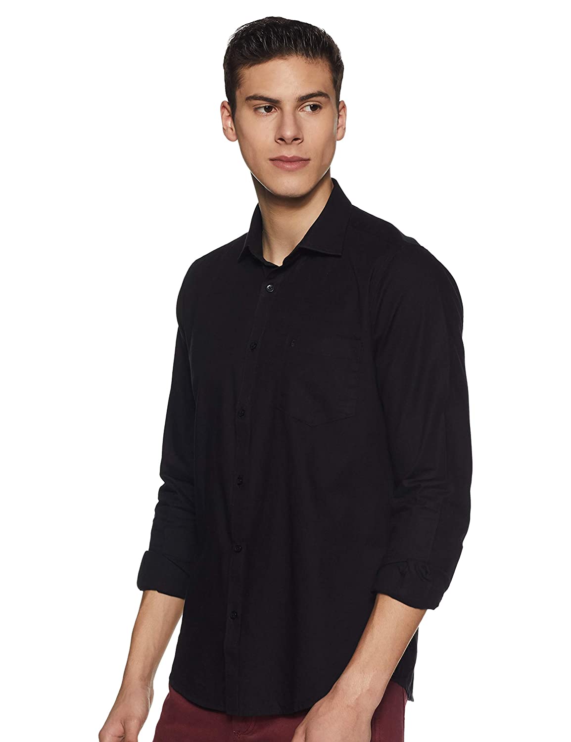 

SATPAL Men Black Solid Slim Fit Casual Shirt
