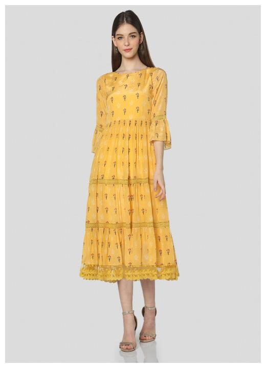 

Satya Fusion Yellow Floral Maxi dress