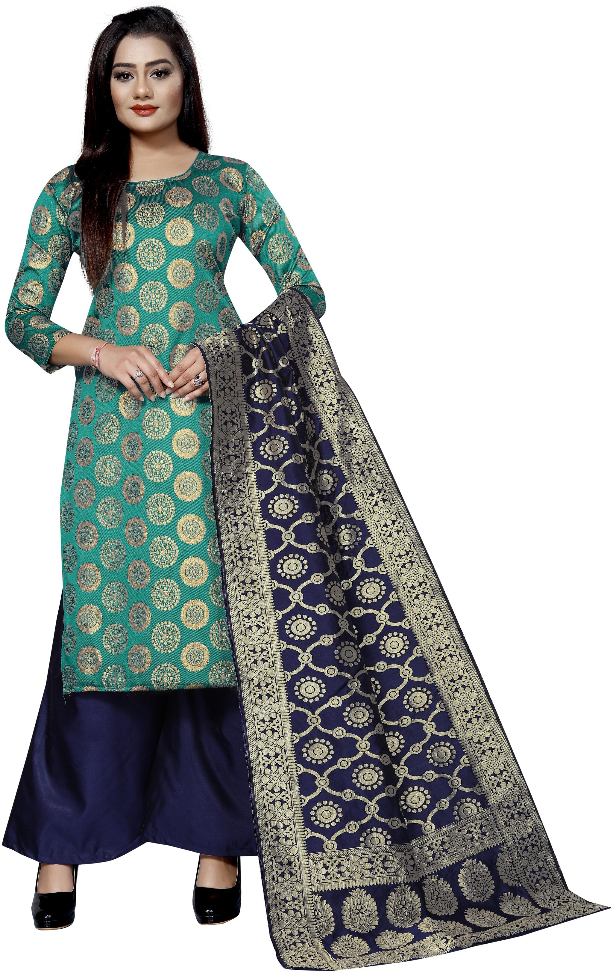 

Satyam Weaves Green Unstitched Kurta with bottom dupatta With dupatta Dress Material